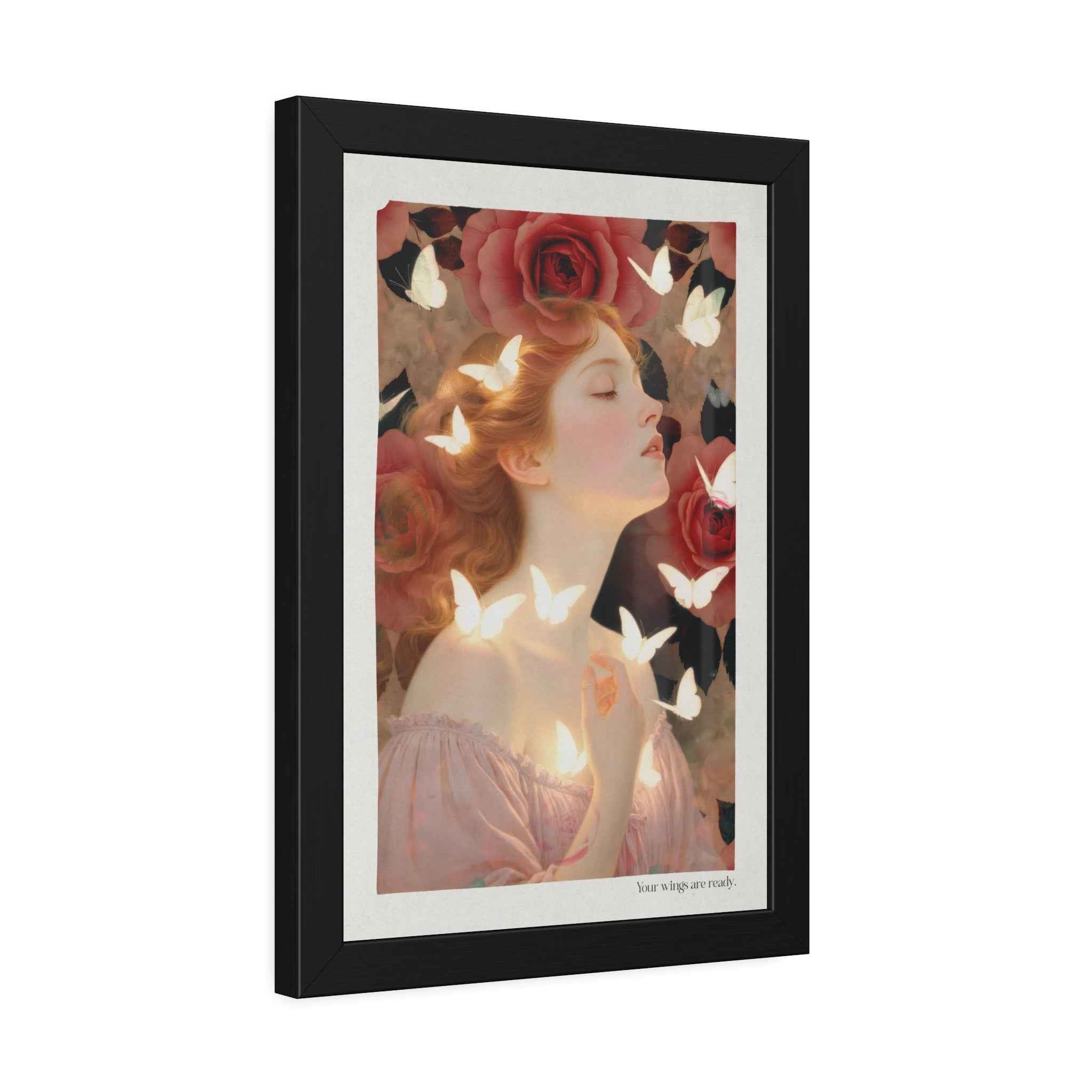 Romantic Vintage Art Print — 'Your Wings Are Ready' Framed Poster