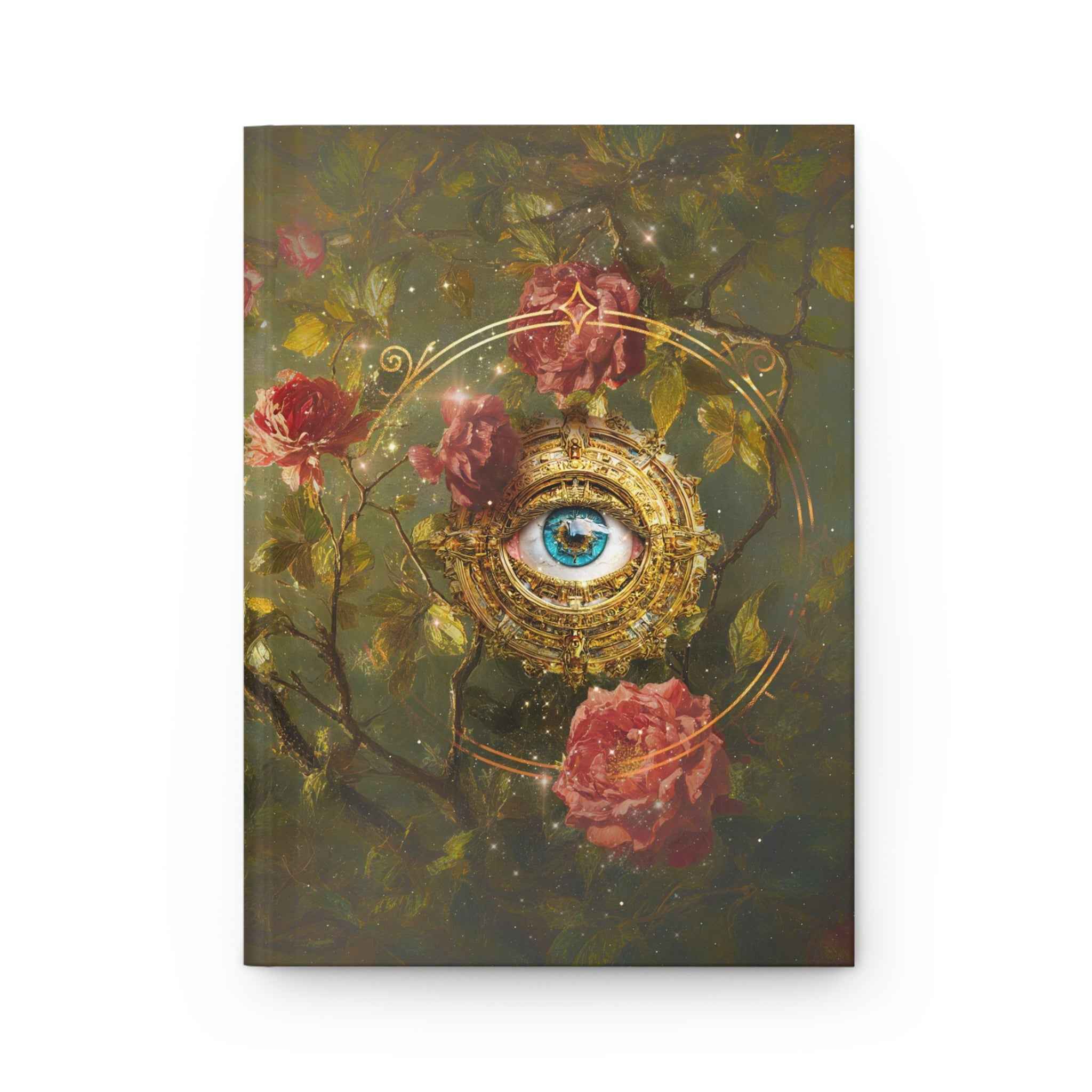 Mystical Blooming Roses and All-Seeing Eye Hardcover Journal