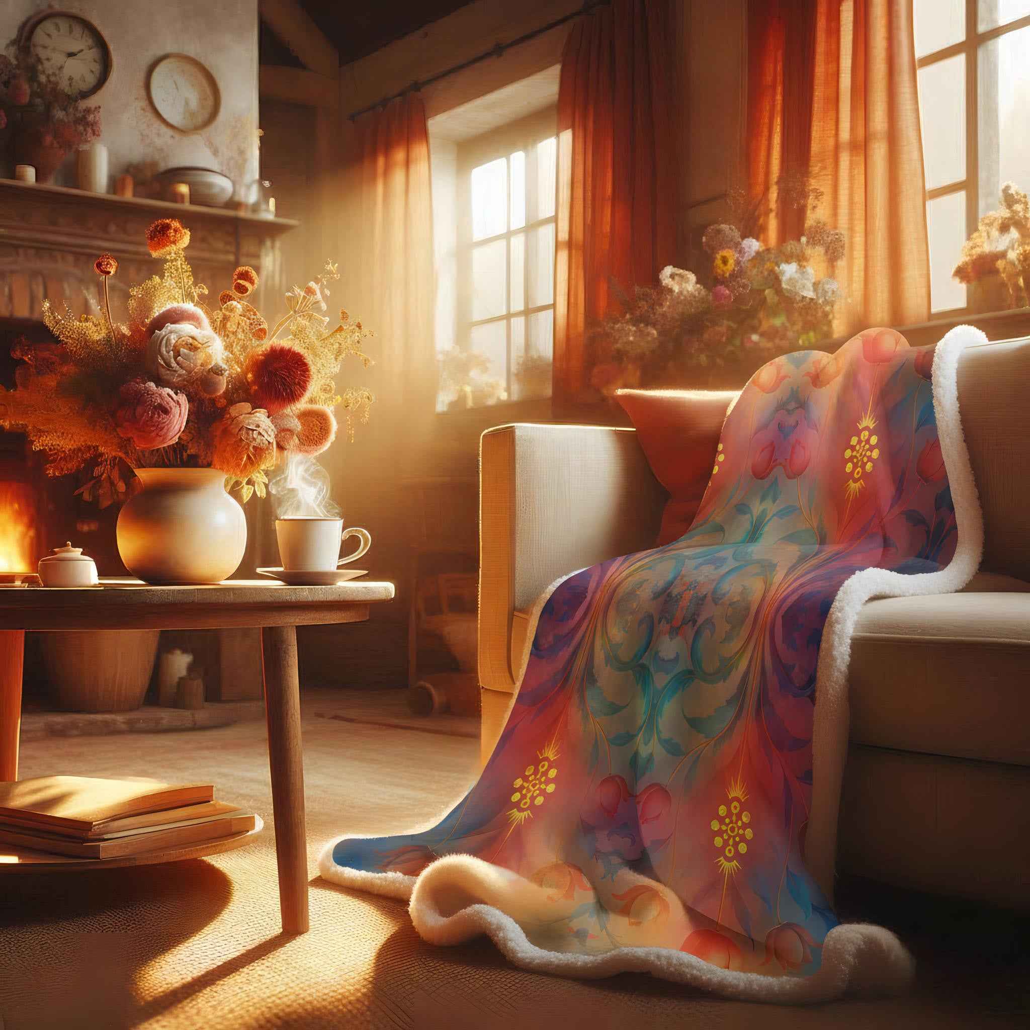 Vibrant Sherpa Fleece Blanket - Cozy Colorful Throw for All Occasions