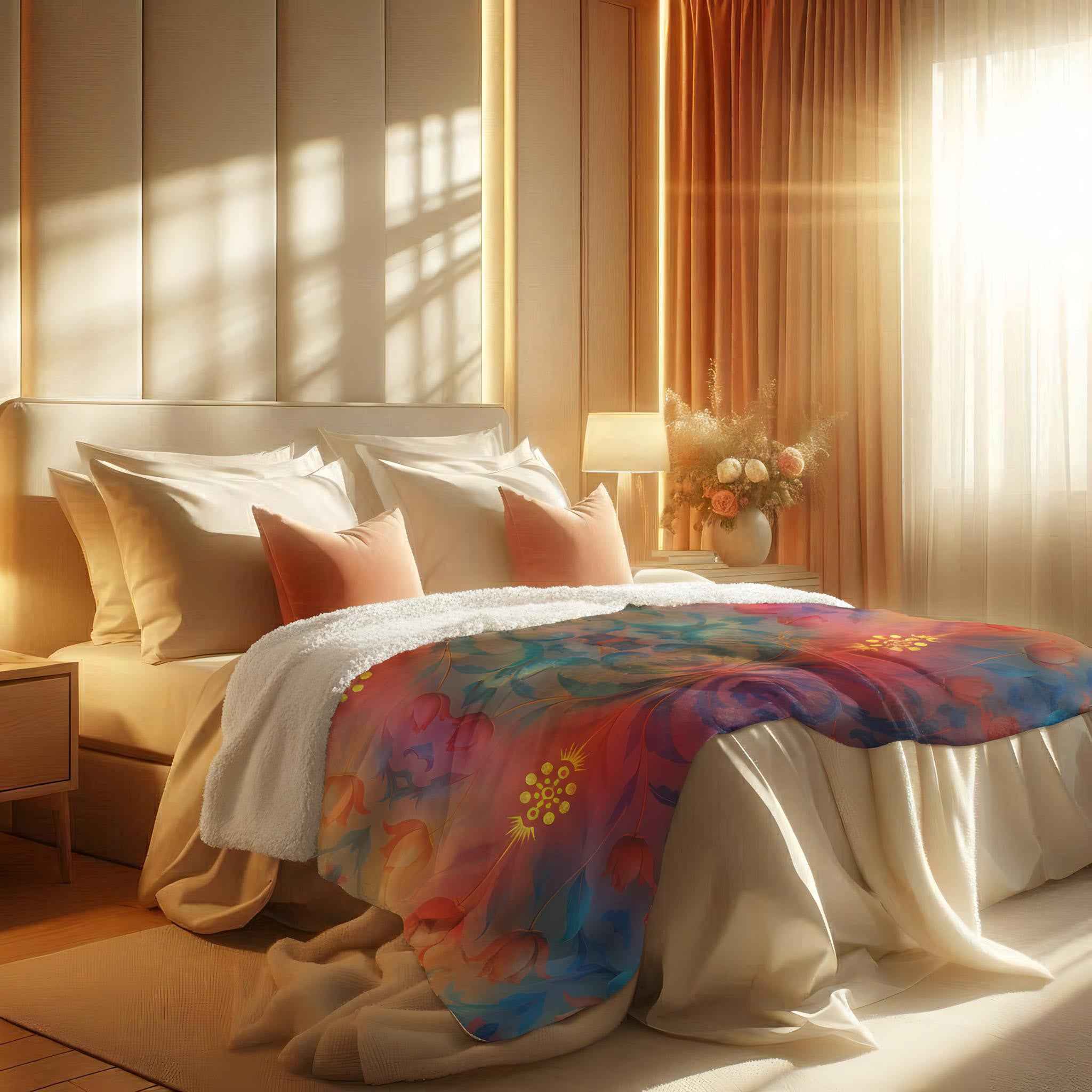 Vibrant Sherpa Fleece Blanket - Cozy Colorful Throw for All Occasions