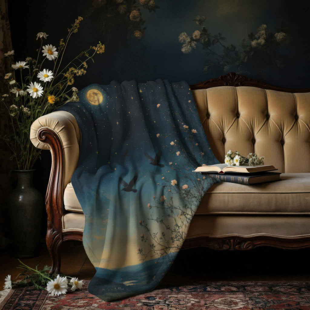 Gothic Celestial Blanket - Mystical Rose Garden Sherpa Throw