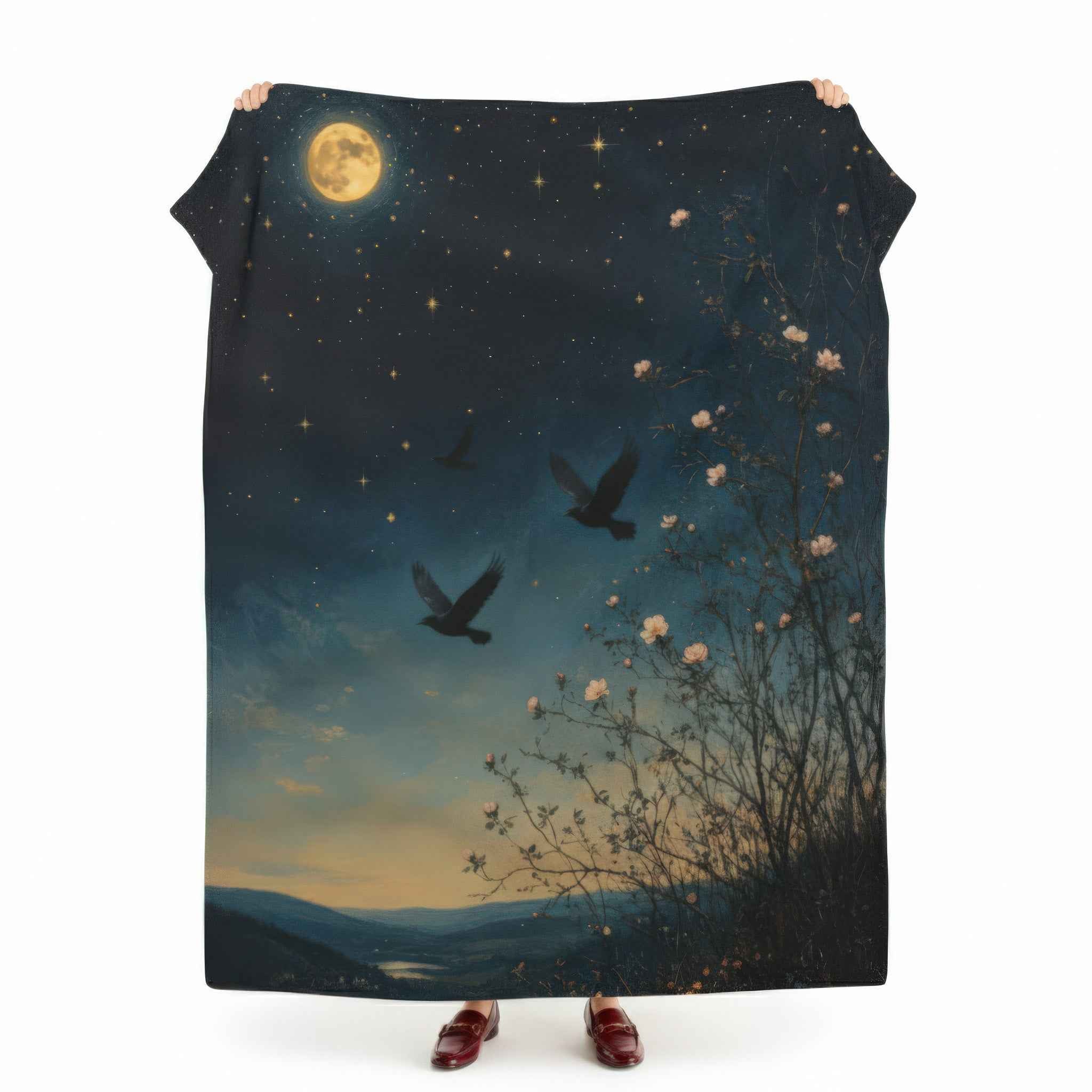 Gothic Celestial Blanket - Mystical Rose Garden Sherpa Throw