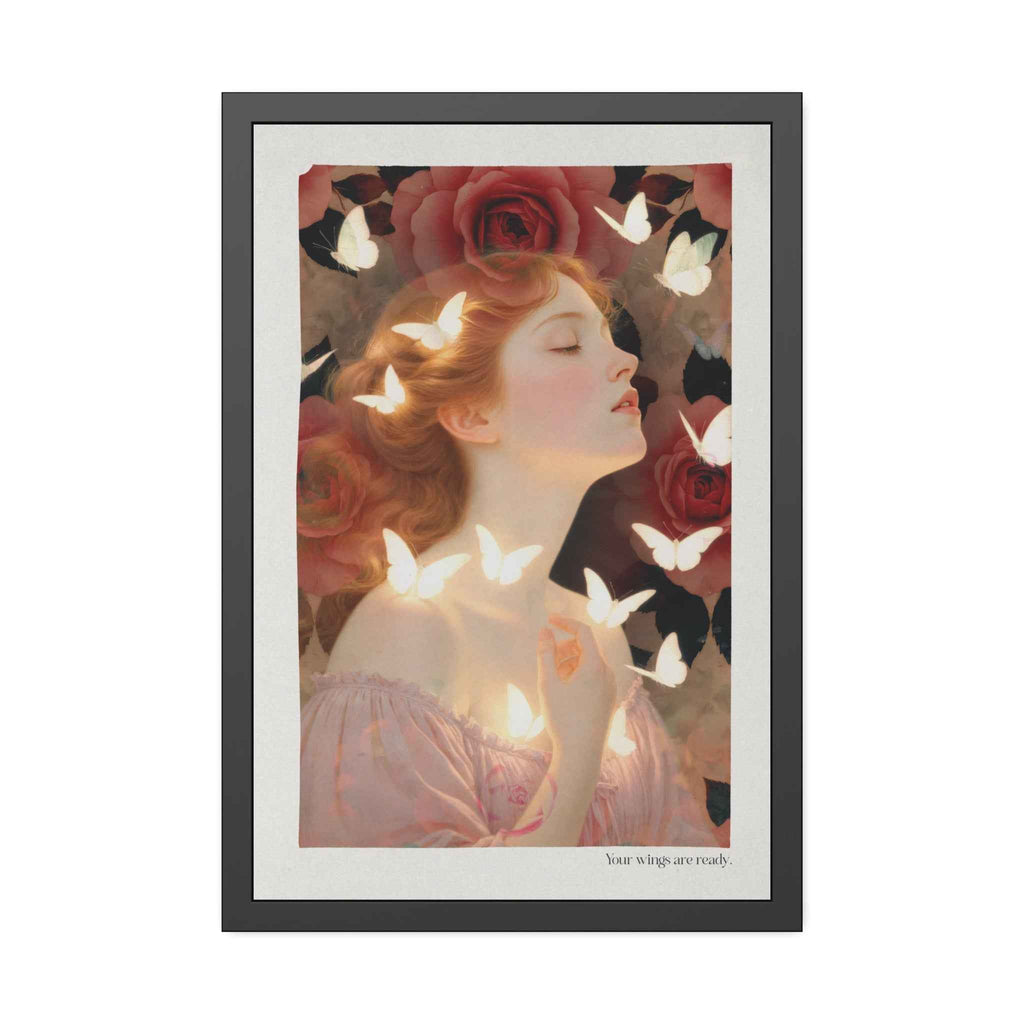 Romantic Vintage Art Print — 'Your Wings Are Ready' Framed Poster