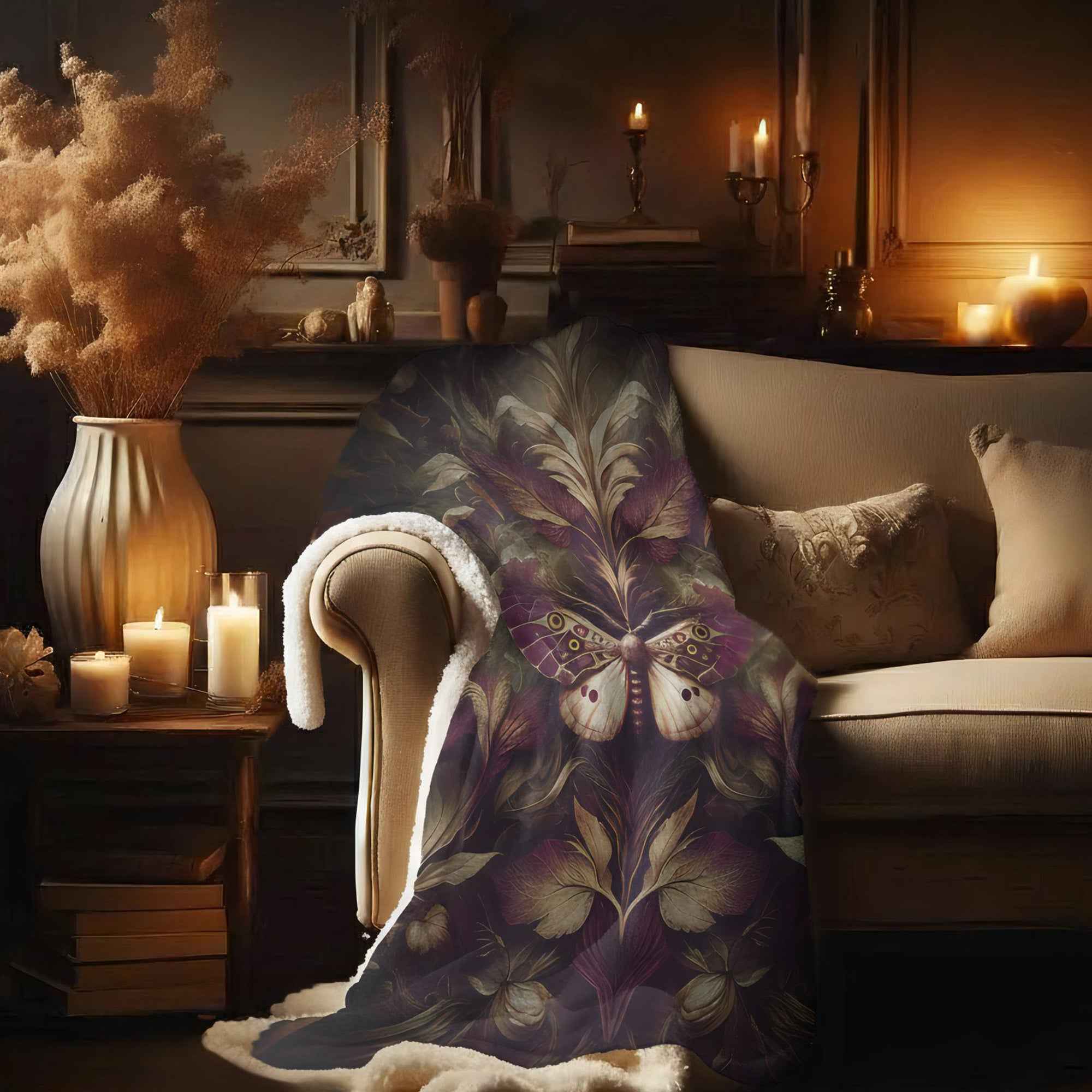 The Mystical Comfort: Dark Academia Sherpa Fleece Blanket