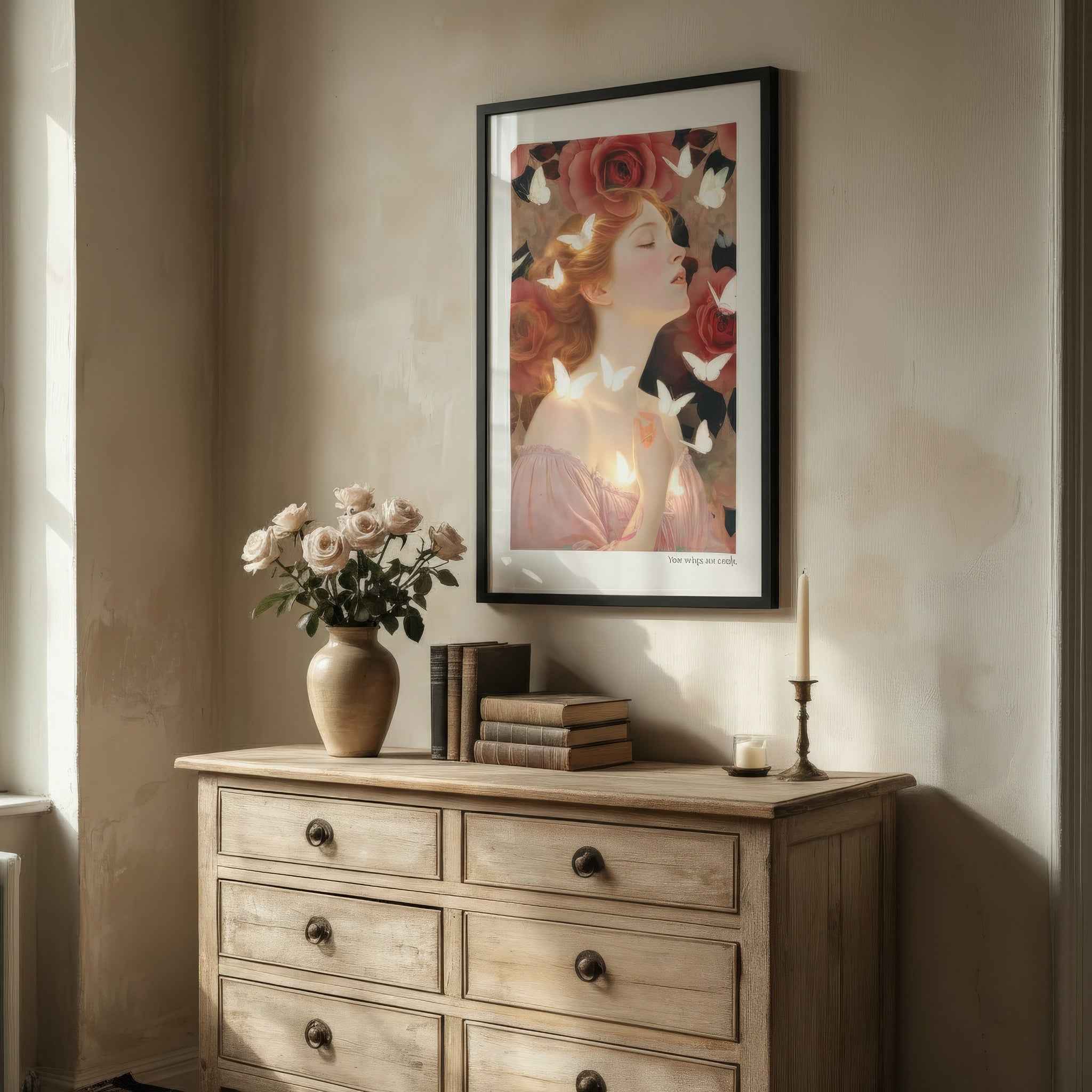 Romantic Vintage Art Print — 'Your Wings Are Ready' Framed Poster