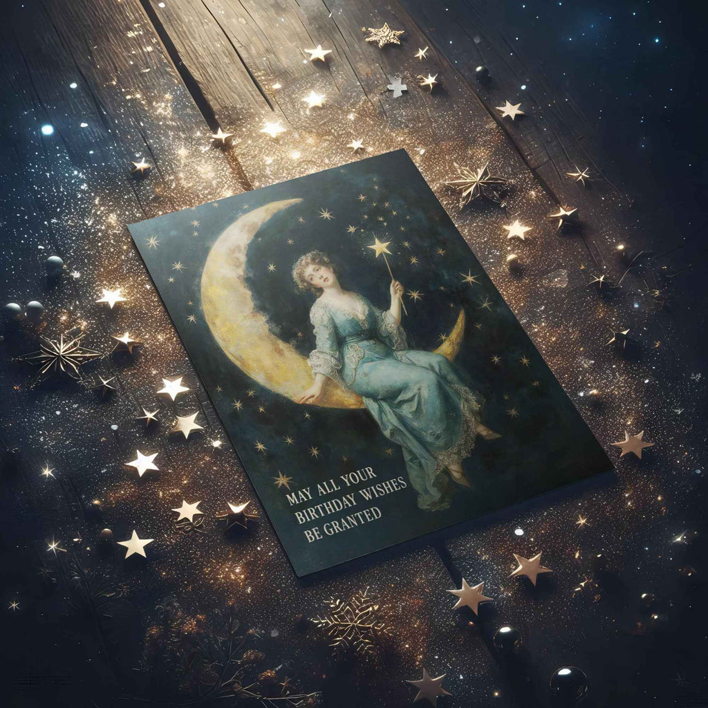 May All Your Wishes Be Granted - Vintage Fairy Birthday Card