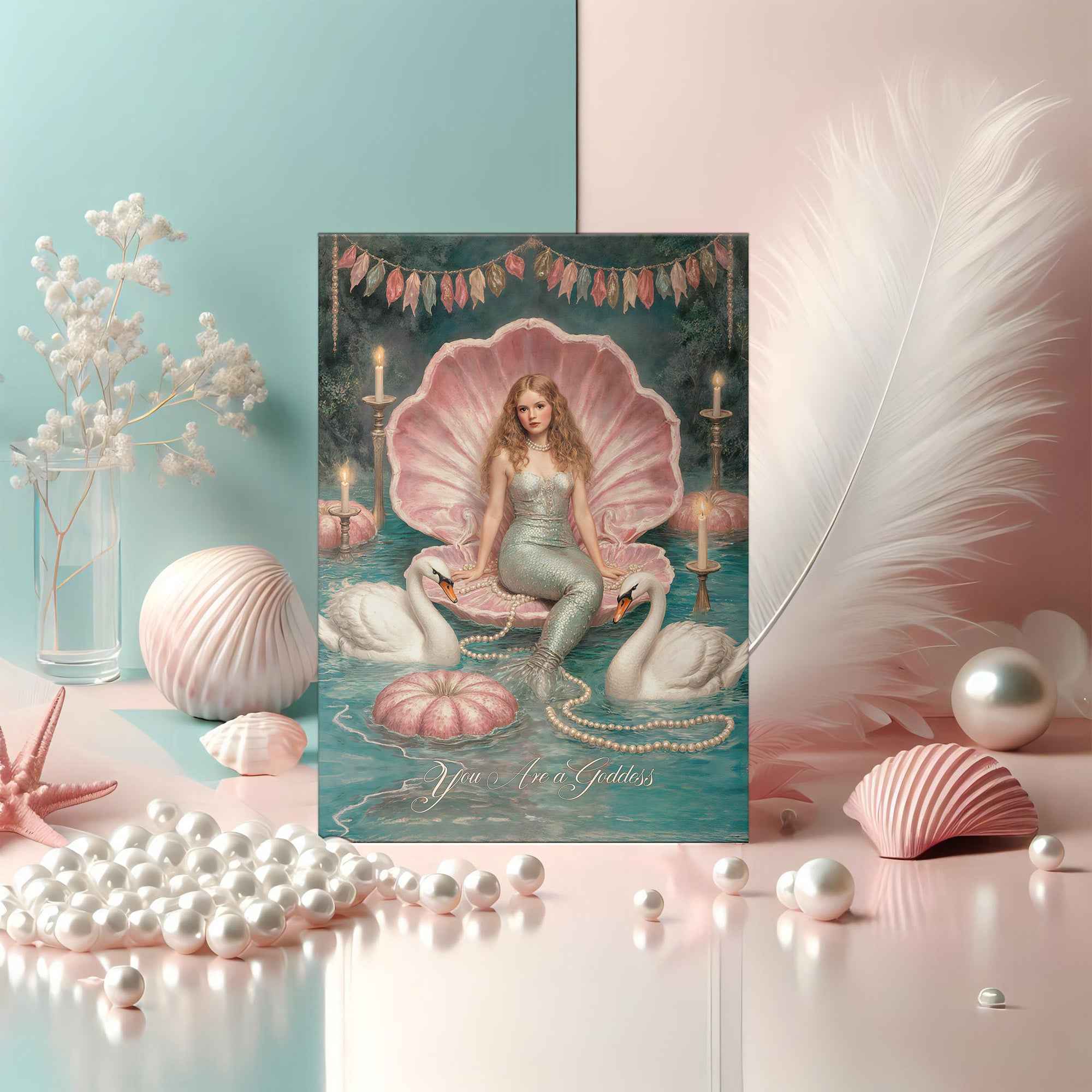 You Are a Goddess Mermaid Birthday Card - Fantasy Siren Gift