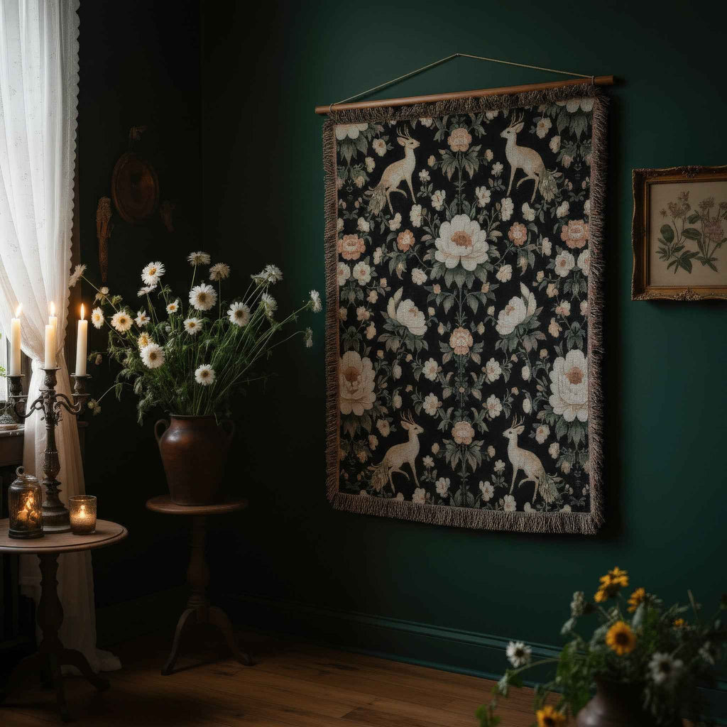 Woodland Peonies Woven Blanket