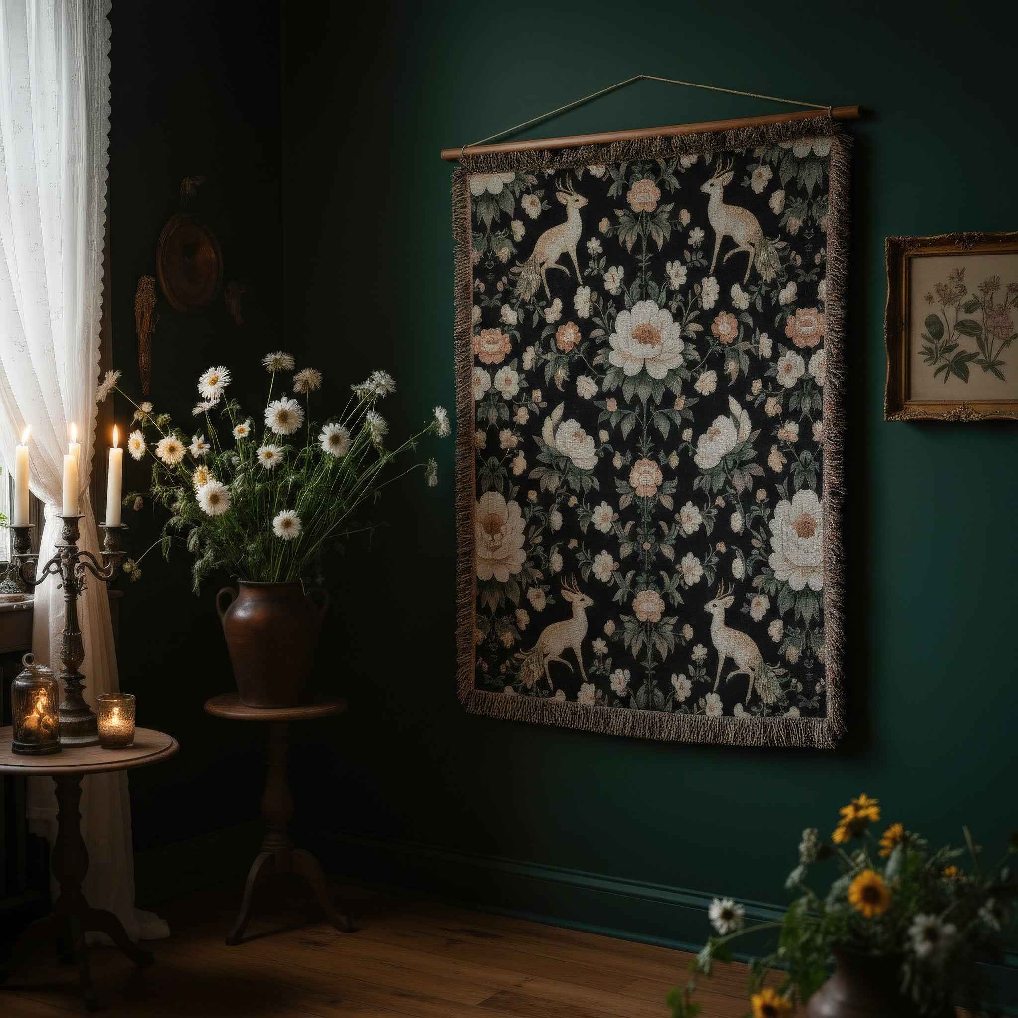 Woodland Peonies Woven Blanket