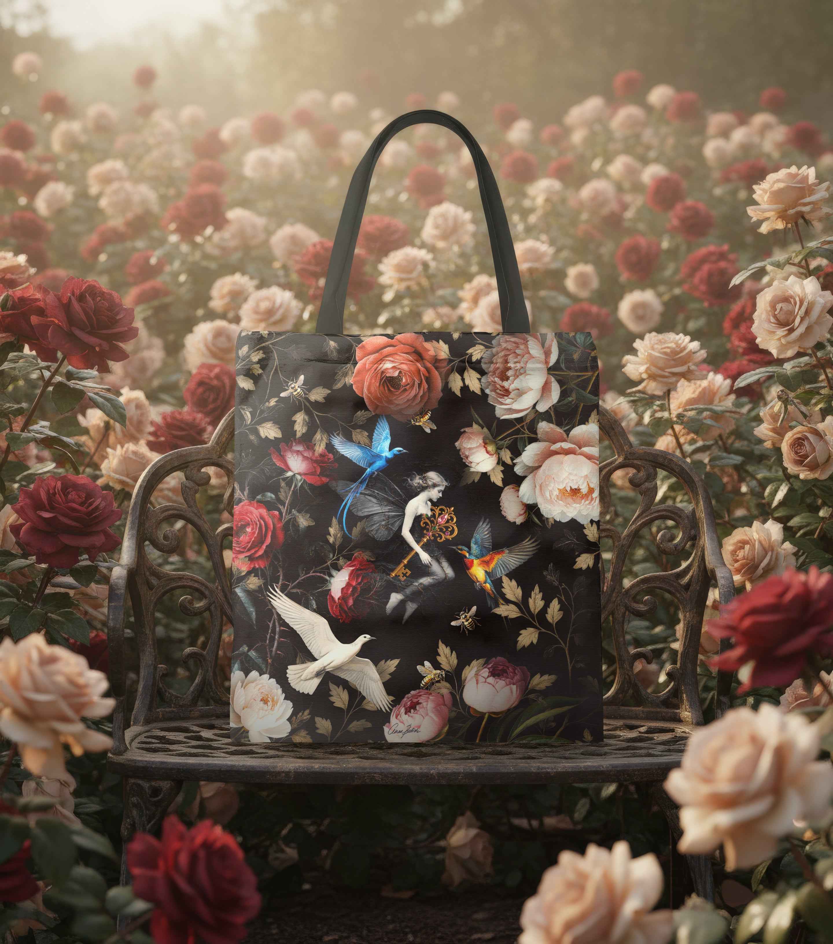 Fairy of the Blooming Sanctuary Premium Canvas Tote Bag