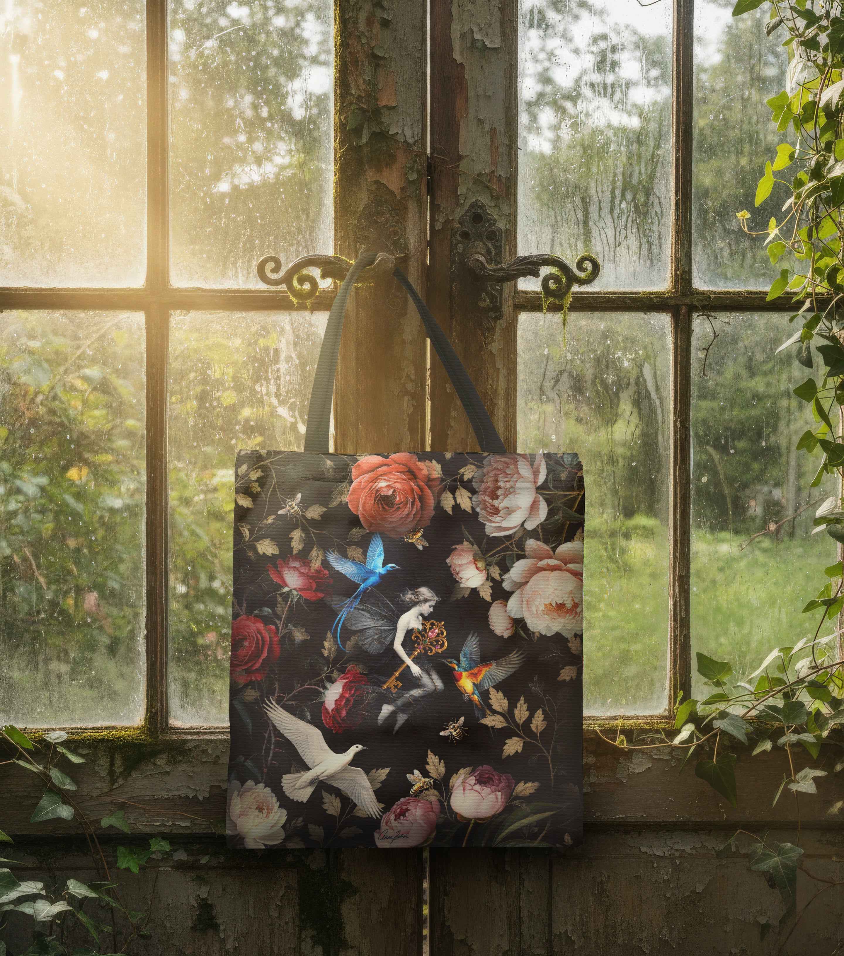 Fairy of the Blooming Sanctuary Premium Canvas Tote Bag