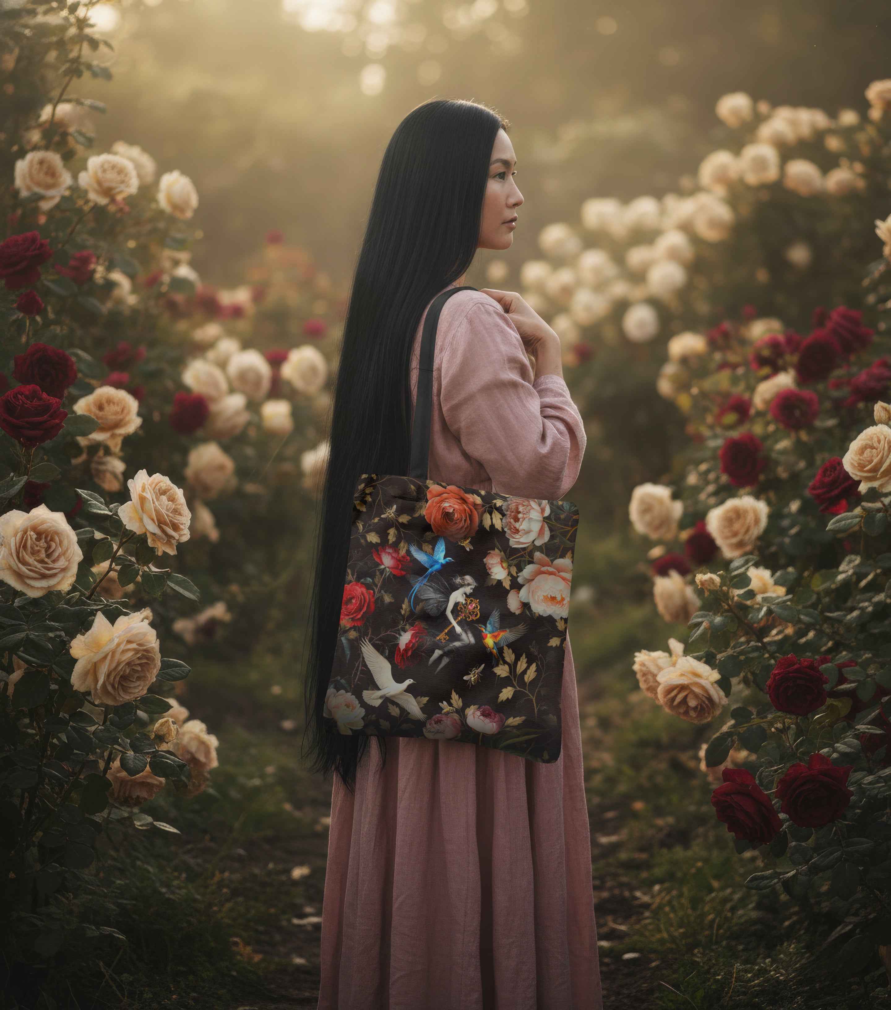 Fairy of the Blooming Sanctuary Premium Canvas Tote Bag