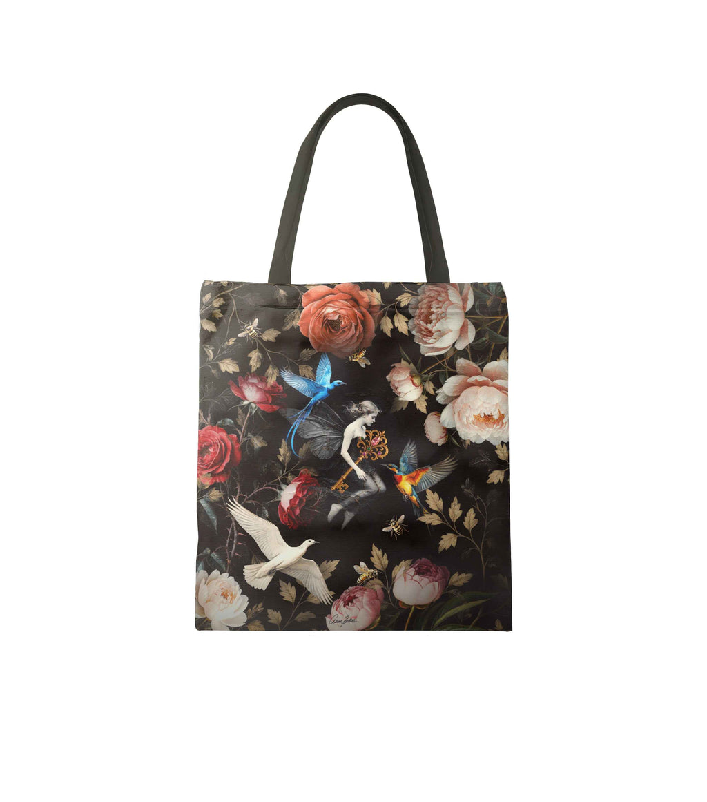 Fairy of the Blooming Sanctuary Premium Canvas Tote Bag