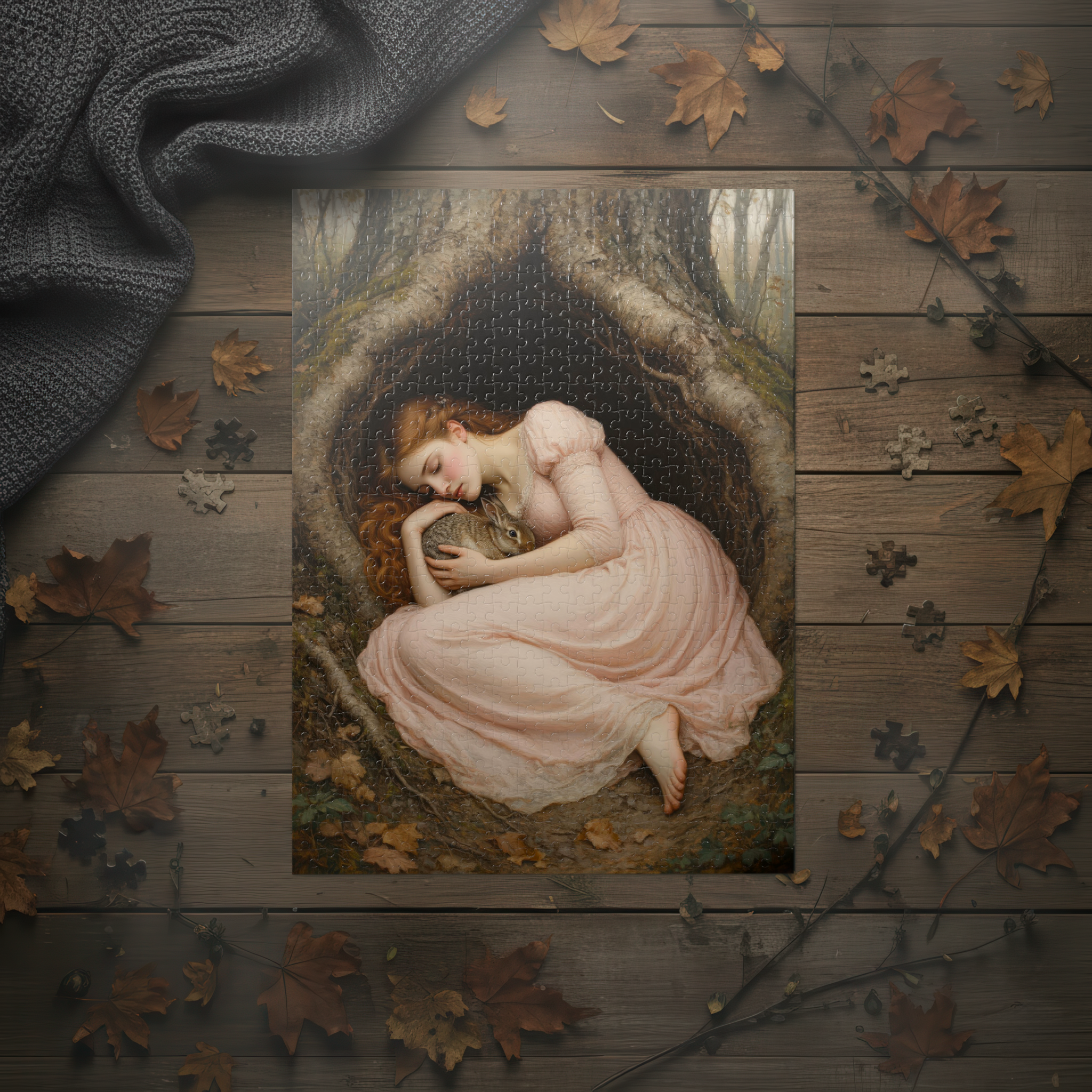 500-Piece Puzzle: It’s Okay to Rest (with Tin) Victorian Sleeping Nymph — Romantic Art Puzzle Gift
