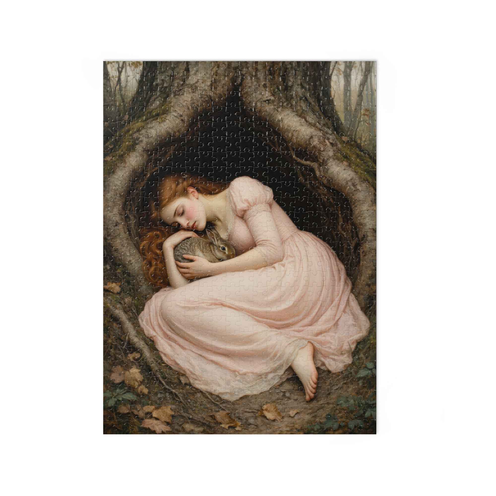 500-Piece Puzzle: It’s Okay to Rest (with Tin) Victorian Sleeping Nymph — Romantic Art Puzzle Gift