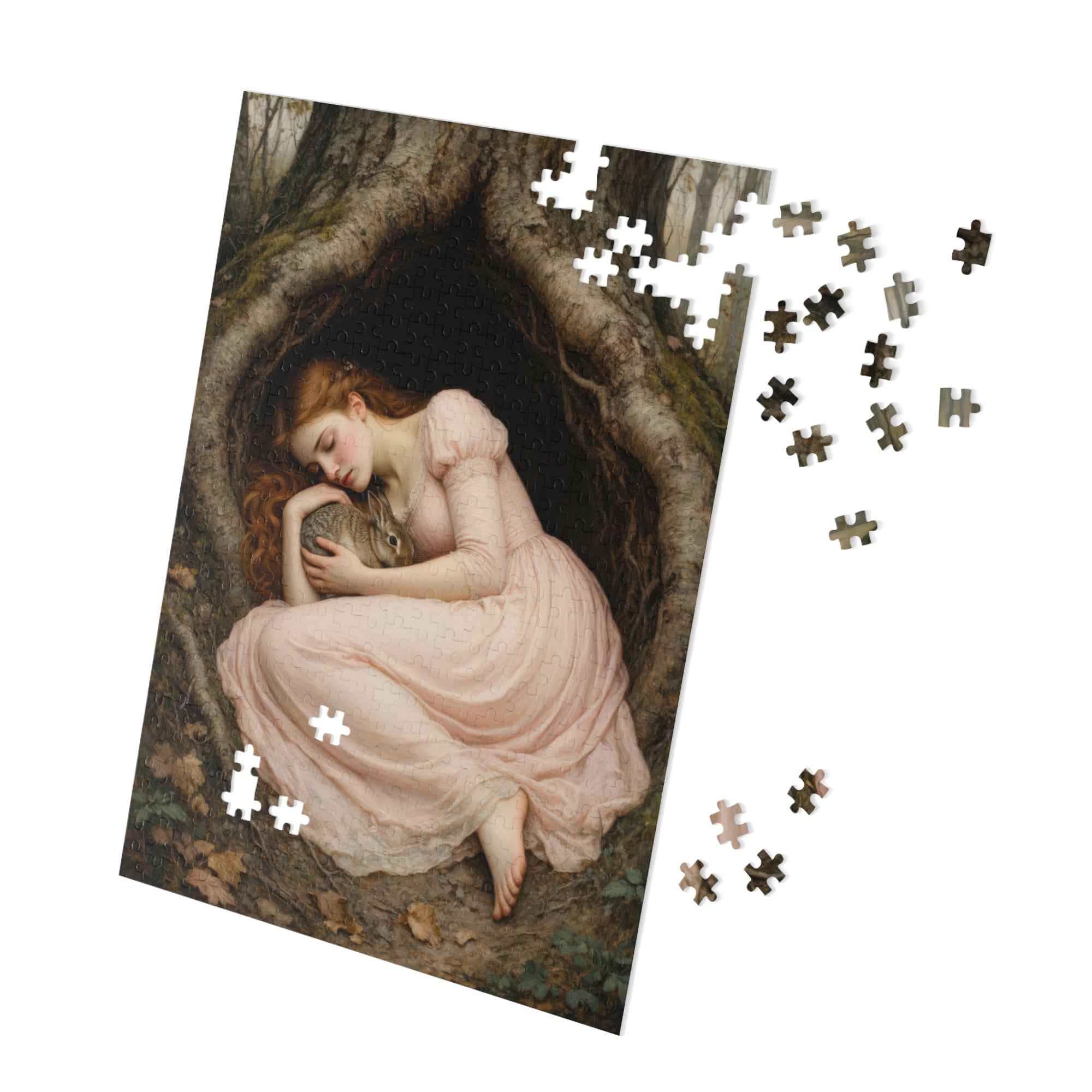 500-Piece Puzzle: It’s Okay to Rest (with Tin) Victorian Sleeping Nymph — Romantic Art Puzzle Gift