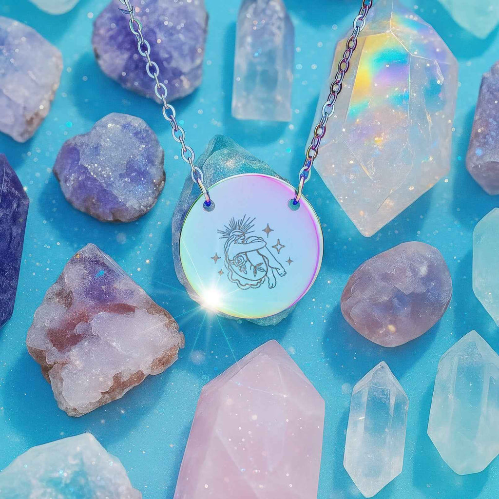 Mystic Femina "Inner Radiance" Engraved Round Pendant Necklace