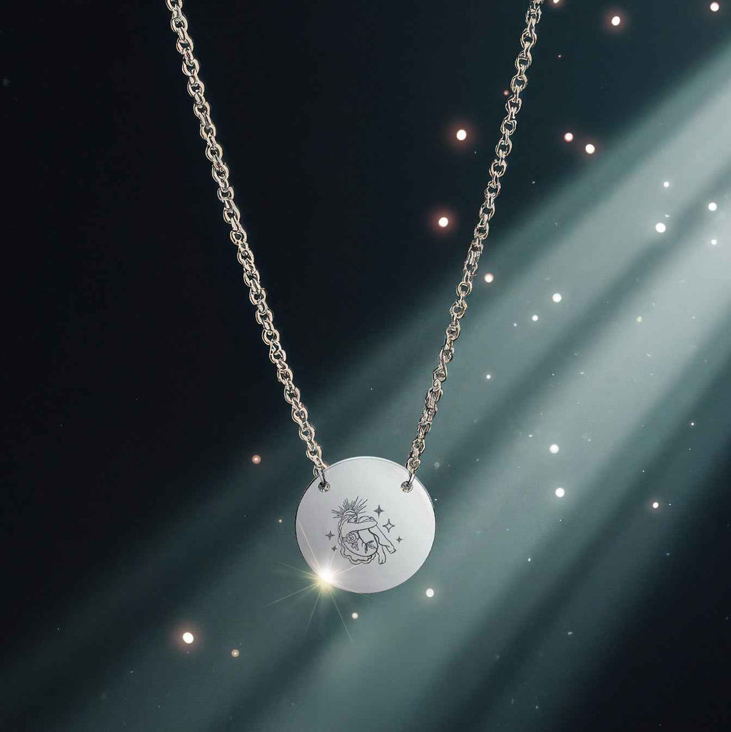 Mystic Femina "Inner Radiance" Engraved Round Pendant Necklace