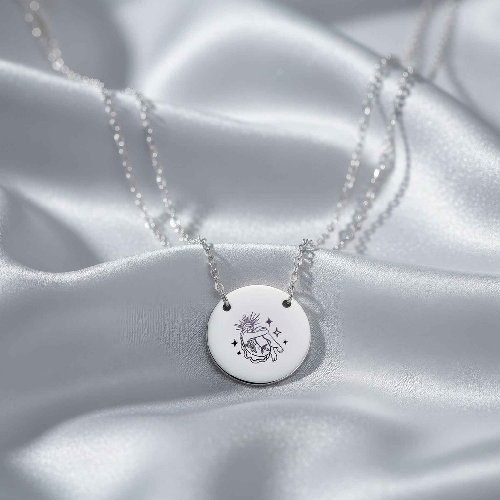 Mystic Femina "Inner Radiance" Engraved Round Pendant Necklace