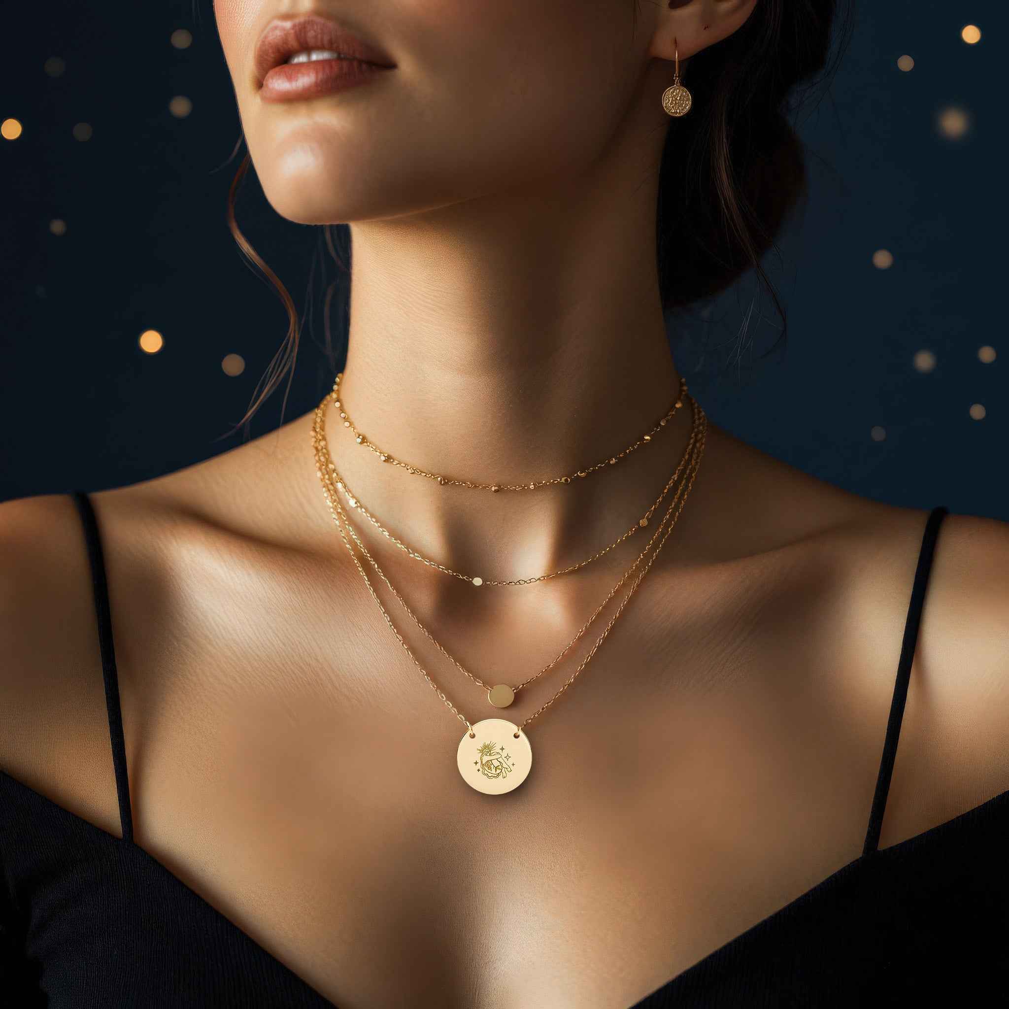 Mystic Femina "Inner Radiance" Engraved Round Pendant Necklace