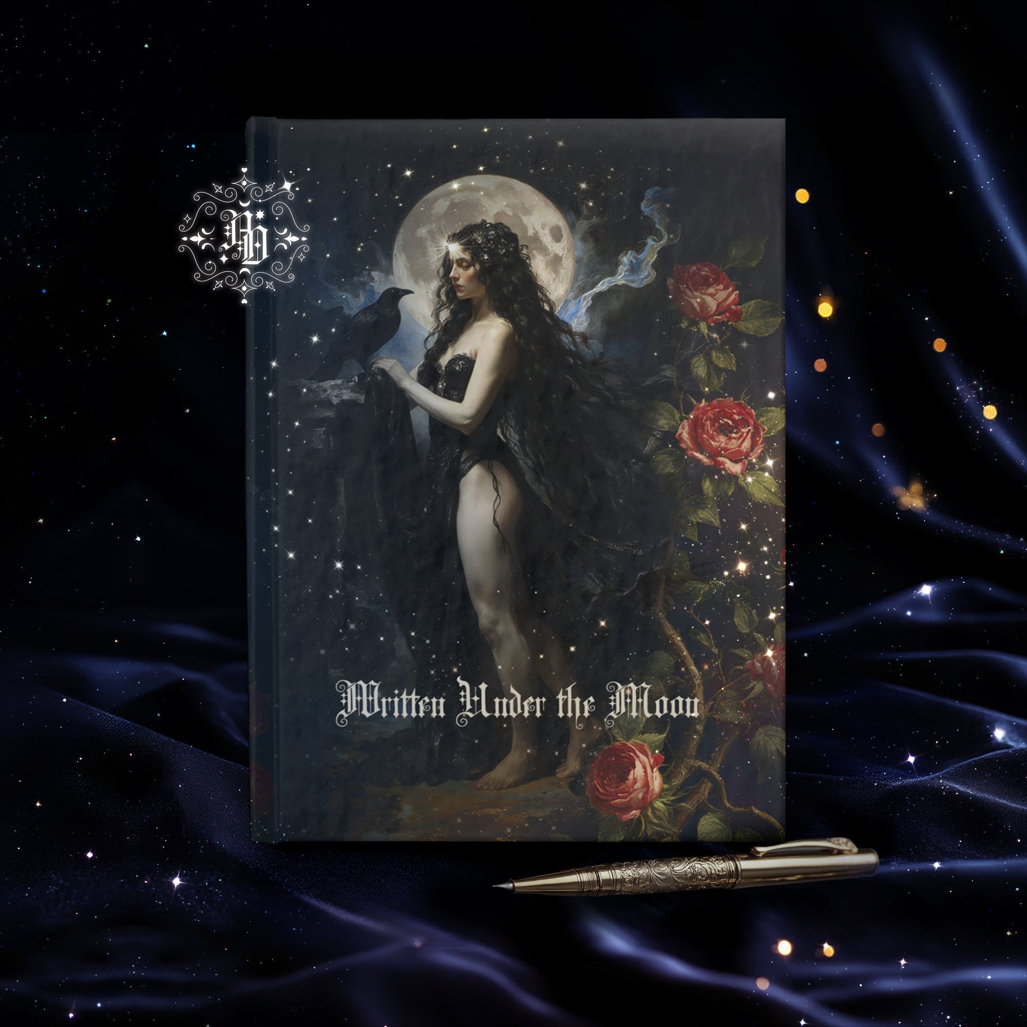 Mystical Gothic Journal – Dark Moon Celestial Notebook for Writing, Sketching & Oracle Reflections - PixelMuse