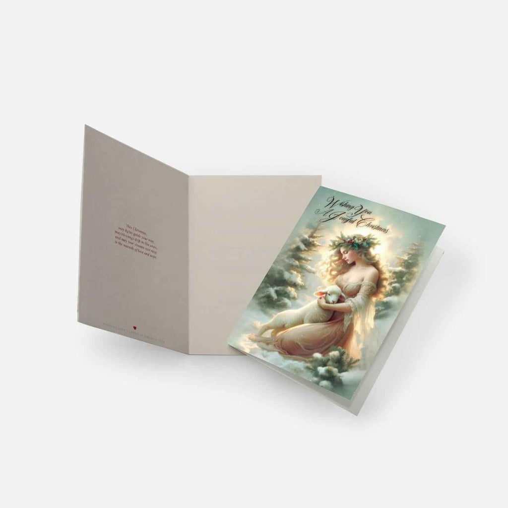 Ethereal Christmas Card Joyful Angel & Lamb Spiritual Gift