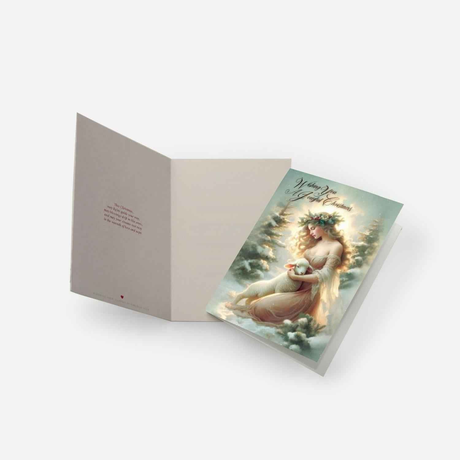 Ethereal Christmas Card Joyful Angel & Lamb Spiritual Gift