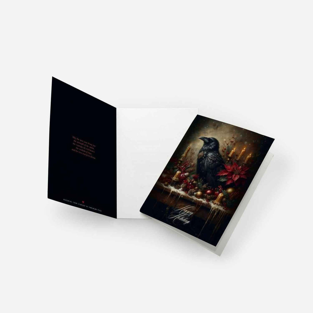 Gothic Holiday Card - Mystical Raven - Dark Academia Gift