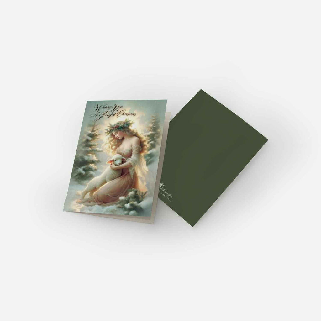 Ethereal Christmas Card Joyful Angel & Lamb Spiritual Gift
