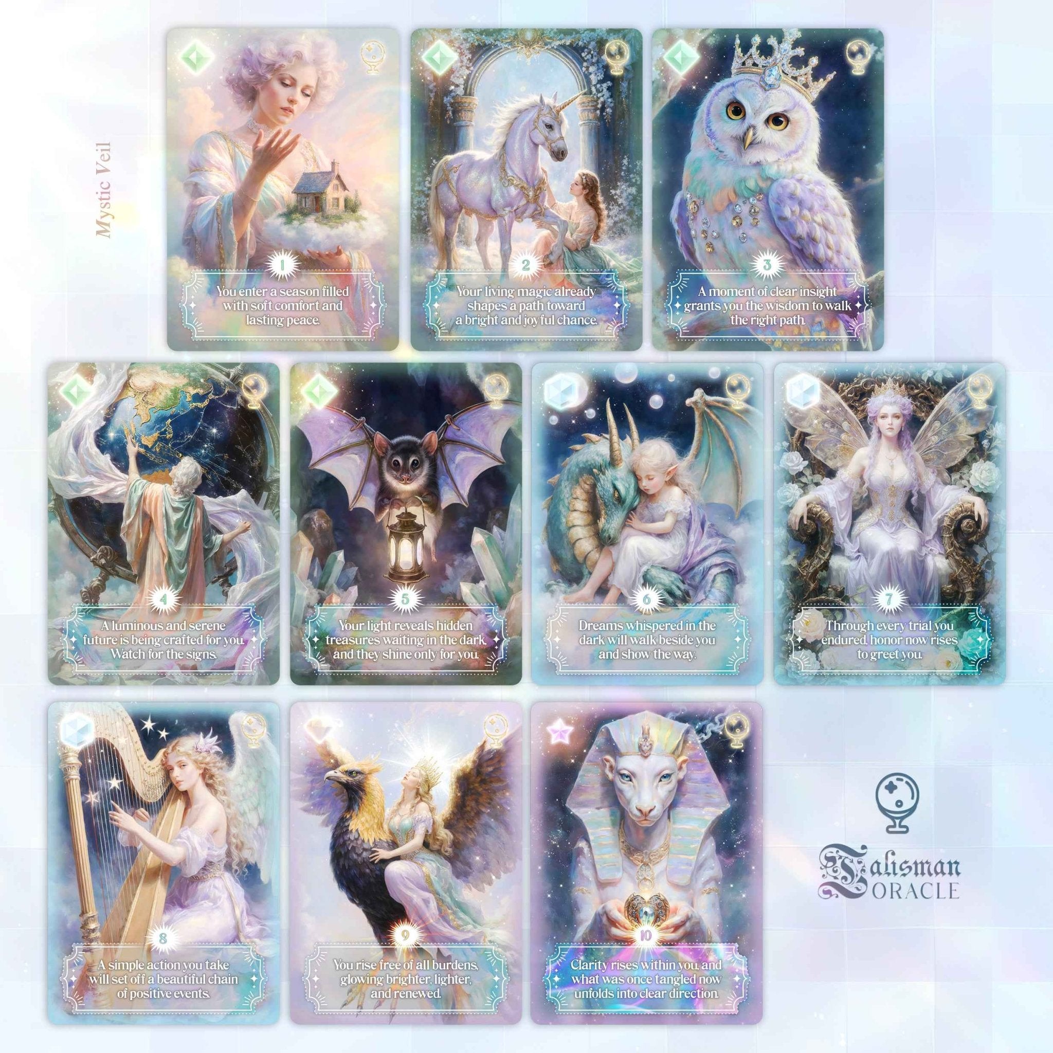Talisman Oracle 10 - Card Blind Pack. Lucky Charm Oracle Cards - PixelMuse
