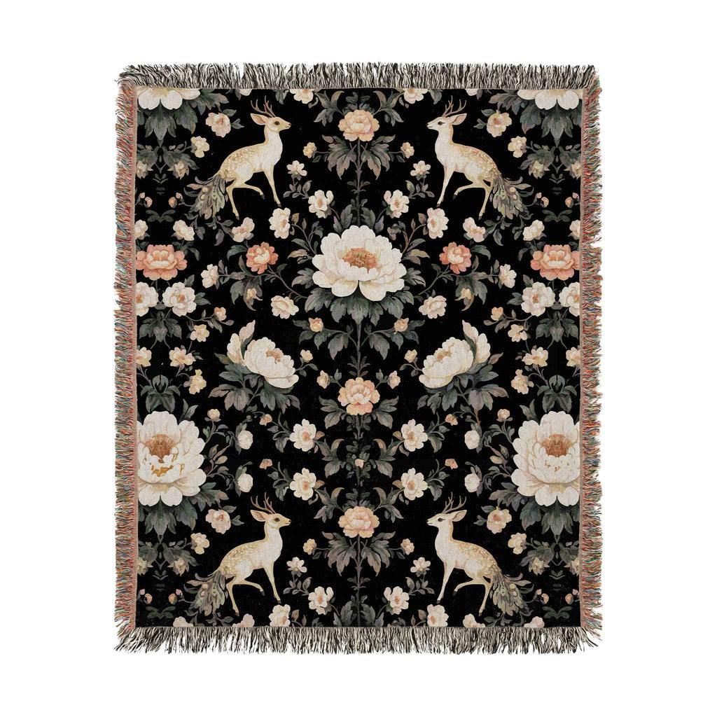 Woodland Peonies Woven Blanket