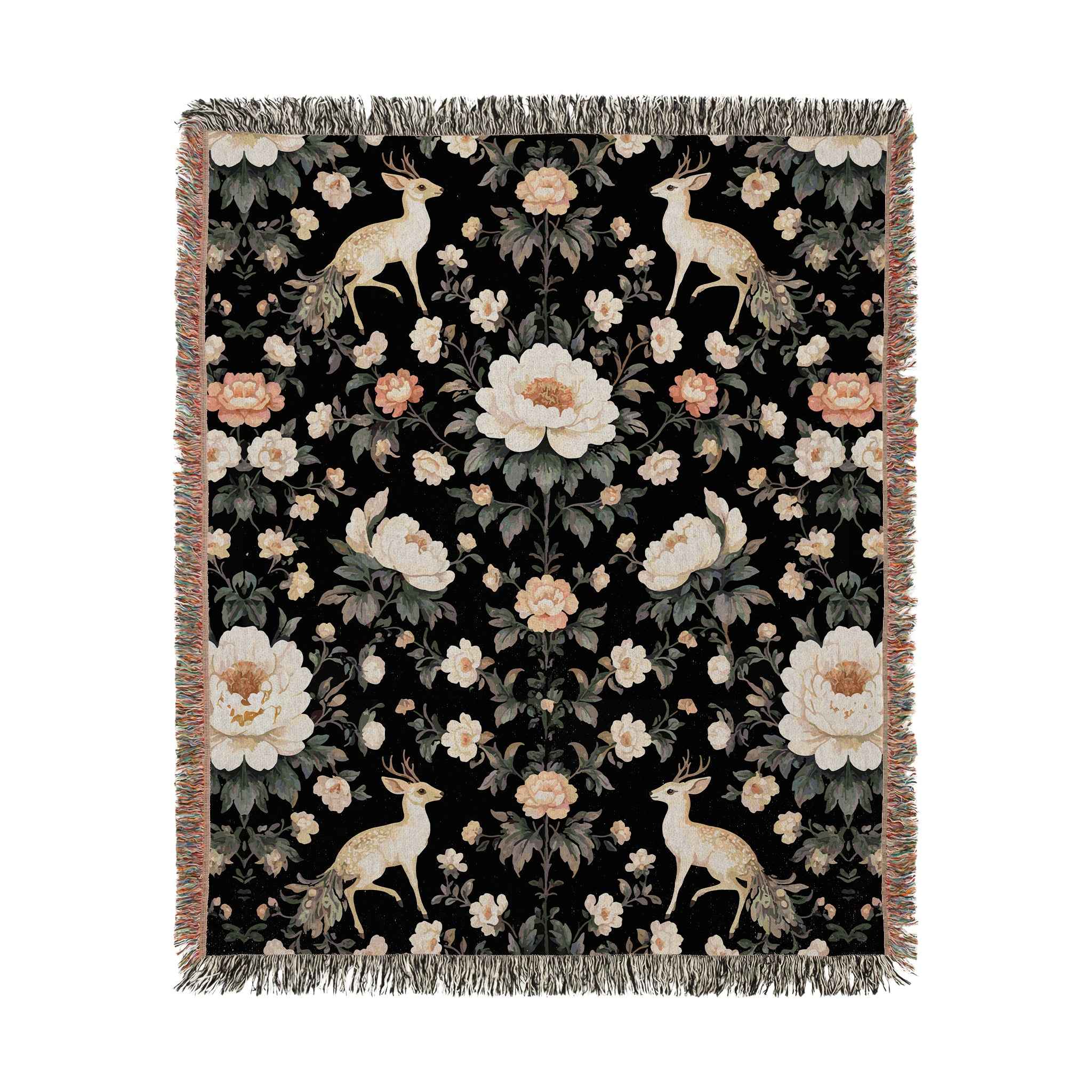 Woodland Peonies Woven Blanket